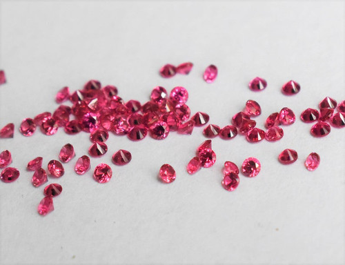 1.00 mm 100 pcs Round Machine Cut AAA Fire Intense Pink Red Mozambique Ruby Natural {Flawless-VVS}