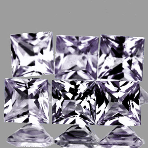 2.50 mm 6 pcs Square Princess Cut AAA Fire Natural Light Purple White Sapphire {Flawless-VVS}