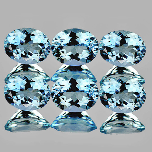 5x4 mm 6 pcs Oval Brilliant Cut AAA Fire Natural Top Blue Aquamarine {Flawless-VVS1}