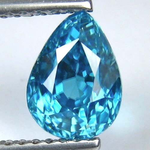 7x5 mm {1.20 cts } Pear AAA Fire Natural Electric Blue Zircon {VVS}