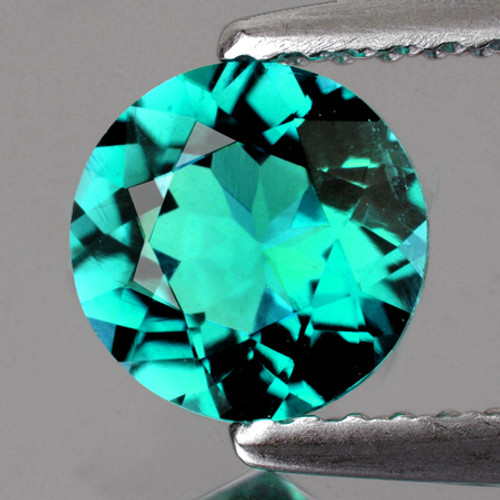 7.30 mm { 1.31 cts } Round Intense Paraiba Green Blue Apatite Natural {Flawless-VVS}