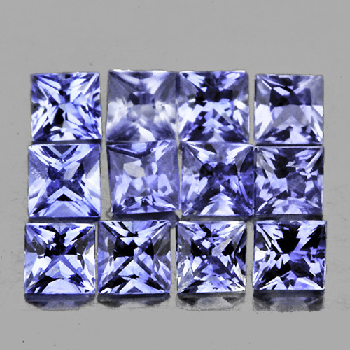 2.30 mm 12 pcs Square Princess Cut AAA Fire Natural Purple Blue Tanzanite {Flawless-VVS1}