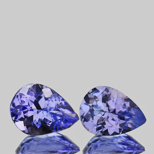 8x6 mm 2pcs {1.95 cts} Pear Best AAA Fire Natural Purple Blue Tanzanite {Flawless-VVS1}