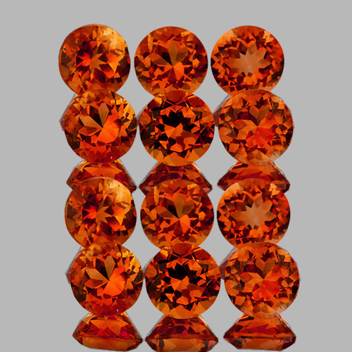 4.00 mm 12 pcs Round AAA Fire Intense Madeira Orange Citrine Natural (Flawless-VVS1}--AAA Grade