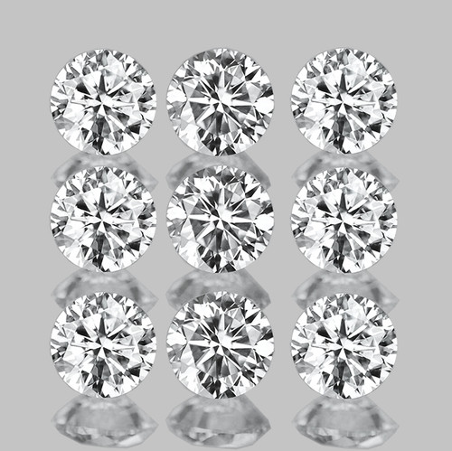 3.00 mm 9 pcs Round Brilliant Machine Cut Extreme Brilliancy Natural Diamond White Zircon {Flawless-VVS1}--AAA Grade