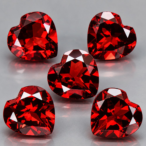 6.00 mm 5 pcs Heart AAA Fire Intense AAA Red Mozambique Garnet Natural{Flawless-VVS1)--AAA Grade