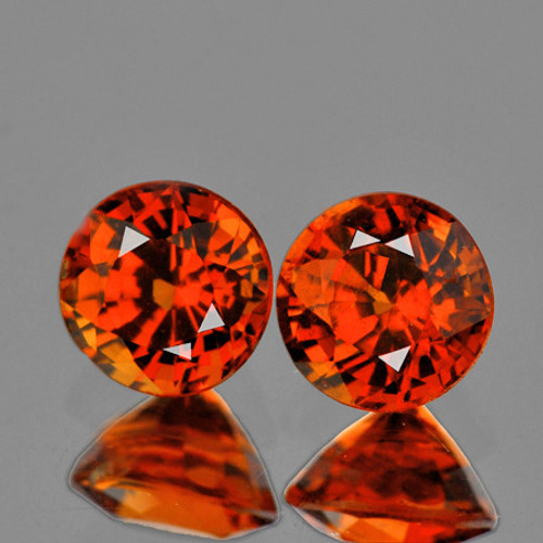 4.30 mm 2 pcs Round AAA Fire AAA Mandarin Orange Spessartite Garnet Natural  {Flawless-VVS1}--AAA Grade