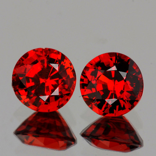 4.80 mm 2 pc Round AAA Fire Natural Orange Red Spessartite Garnet {Flawless-VVS}