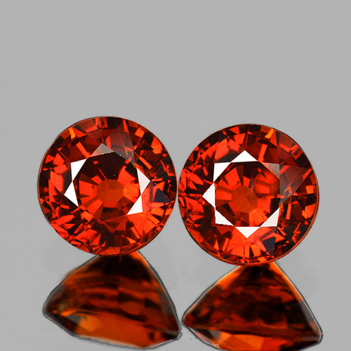 5.20 mm 2 pcs Round AAA Fire Intense Mandarin Orange Spessartite Garnet Natural {Flawess-VVS}