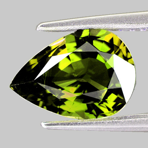 9x7 mm {1.35 cts} Pear AAA Fire Natural Yellow Green Tourmaline Mozambique {Flawless-VVS}