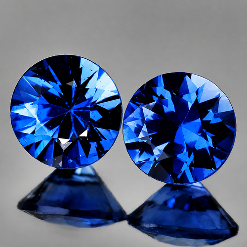 4.00 mm 2 pcs Round Brilliant Cut AAA Fire Intense Bright Blue Sapphire Natural {Flawless-VVS}--AAA Grade