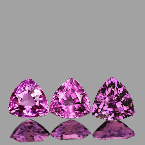 4.00 mm 3 pcs {0.90 cts} Trillion AAA Fire Mix AAA Violet Pink Sapphire Natural {Flawless-VVS}--AAA Grade