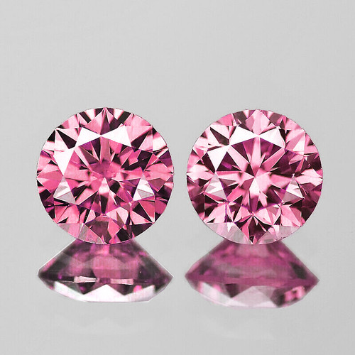 3.70 mm 2pcs Round Brilliant Machine Cut Extreme Brilliancy Best  AAA Pink Sapphire Natural {Flawless-VVS}--AAA Grade