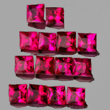 1.50 mm 14 pcs Square Princess Cut AAA Fire Natural Red Mogok Ruby ...