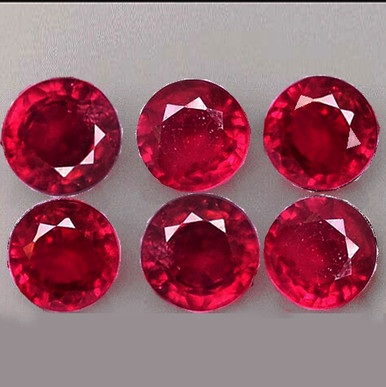 3.20 mm 6 pcs Round AAA Fire Natural Red Ruby ( Longido Tanzania ...
