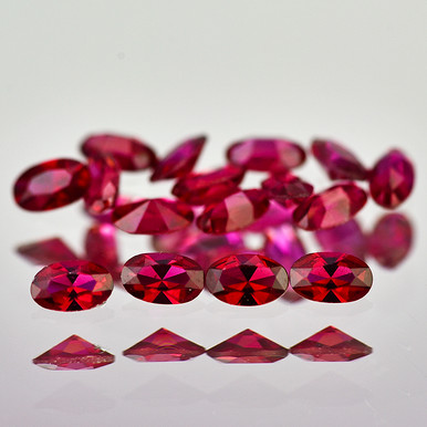 2.5x1.5 mm 16 pcs Oval Brilliant Cut AAA Fire Intense Red Mogok Ruby ...