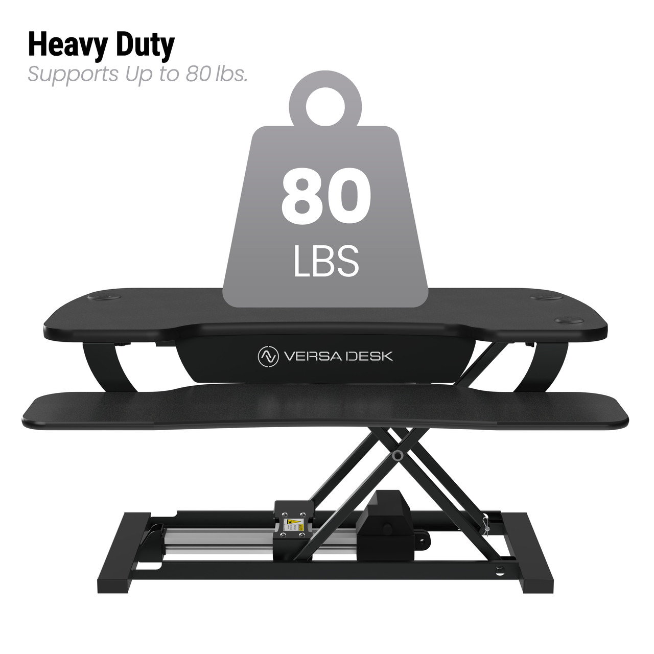 VERSADESK PowerPro Electric Standing Desk Converter - Height Adjustable Desk Riser with Keyboard Tray - Holds 80 lbs - Built-in USB Charging Port - Ergonomic Sit Stand Workstation | White (36 inch) - Thumbnail 3