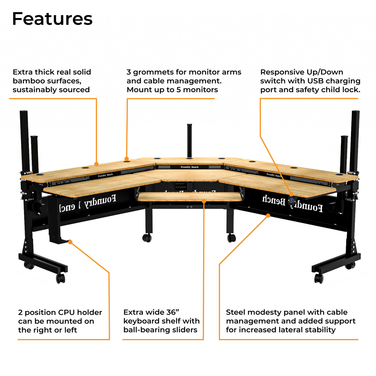 Foundry Bench Corner Standing Desk-Height Adjustable Desk