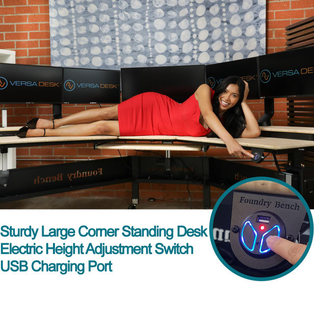 VersaDesk Foundry Bench Corner Standing Desk - Thumbnail 5