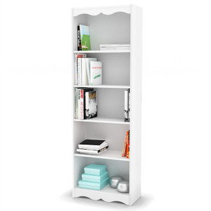 White 72-inch High Bookcase with Soft Arches and 5 Shelves Q280-HC72B123 White 72-inch High Bookcase with Soft Arches and 5 Shelves Q280-HC72B123