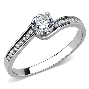 DA233 - High polished (no plating) Stainless Steel Ring with AAA Grade CZ in Clear A874-DA233 DA233 - High polished (no plating) Stainless Steel Ring with AAA Grade CZ in Clear A874-DA233