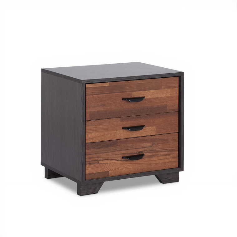 19" Espresso And Walnut Brown Three Drawer Wood Nightstand N270-286443