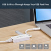 StarTech.com USB 3.0 to Gigabit Ethernet Adapter NIC w/ USB Port - White USB31000SPTW