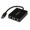 StarTech.com USB 3.0 to Dual Port Gigabit Ethernet Adapter NIC w/ USB Port USB32000SPT