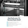 Startech.Com 1U Server Rack Shelf - Universal Vented Rack Mount Cantilever Tray For 19" Network Equipment Rack & Cabinet - Heavy Duty Steel – Weight Capacity 44Lb/20Kg - 16" Deep Shelf, Black Cabshelf116V