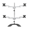 StarTech.com Desktop Quad Monitor Stand - Ergonomic VESA 4 Monitor Arm (2x2) up to 32" - Free Standing Articulating Universal Pole Mount - Height Adjustable/Tilt/Swivel/Rotate - Silver ARMQUADSS