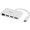 Startech.Com 3-Port Usb-C Hub With Gigabit Ethernet - Usb-C To 3X Usb-A - Usb 3.0 Hub - White Hb30C3A1Gea