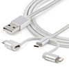 Startech.Com 1 M (3 F.T) Usb Multi Charging Cable - Usb To Micro-Usb Or Usb-C Or Lightning For Iphone / Ipad / Ipod / Android - Apple Mfi Certified - 3 In 1 Usb Charger - Braided Ltcub1Mgr