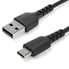 StarTech.com 2m USB A to USB C Charging Cable - Durable Fast Charge & Sync USB 2.0 to USB Type C Data Cord - Rugged TPE Jacket Aramid Fiber M/M 60W Black - Samsung S10, iPad Pro, Pixel RUSB2AC2MB