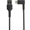 StarTech.com 2m USB A to Lightning Cable - Durable 90 Degree Right Angled Black USB Type A to Lightning Connector Sync & Charger Cord w/Aramid Fiber Apple MFI Certified iPad iPhone 11 RUSBLTMM2MBR