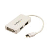 StarTech.com Travel A/V Adapter: 3-in-1 Mini DisplayPort to VGA DVI or HDMI Converter - White MDP2VGDVHDW