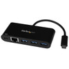 Startech.Com 3 Port Usb-C Hub With Gigabit Ethernet & 60W Power Delivery Passthrough Laptop Charging - Usb-C To 3X Usb-A (Usb 3.0 Superspeed 5Gbps) - Usb 3.1/3.2 Gen 1 Type-C Adapter Hub Hb30C3Agepd