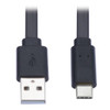 Tripp Lite USB-A to USB-C Flat Cable - M/M, USB 2.0, Thunderbolt 3 Compatible, Black, 0.9 m U038-003-FL