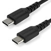 StarTech.com 1m USB C Charging Cable - Durable Fast Charge & Sync USB 3.1 Type C to USB C Laptop Charger Cord - TPE Jacket Aramid Fiber M/M 60W Black - Samsung S10 S20 iPad Pro MS Surface RUSB2CC1MB