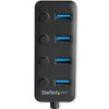 Startech.Com 4 Port Usb 3.0 Hub - Usb-A To 4X Usb 3.0 Type-A With Individual On/Off Port Switches - Superspeed 5Gbps Usb 3.1/3.2 Gen 1 - Usb Bus Powered - Portable - 9.8" Attached Cable Hb30A4Aib