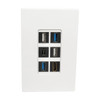 Tripp Lite 6-Port Single-Gang Wall Plate Keystone Cat5 / Cat6 USB HDMI DisplayPort RCA - Faceplate, White N080-106