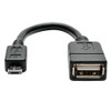 Tripp Lite Micro USB to USB OTG Host Adapter Cable, 5-Pin Micro USB B to USB A M/F, 15.24 cm U052-06N