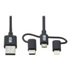 Tripp Lite Universal USB-A to Lightning, USB Micro-B and USB-C Sync/Charge Cable, Black, 1.83 m 037332254856 M101-006-LMC-BK