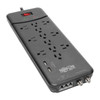 Tripp Lite Protect It! 12-Outlet Surge Protector - 8 ft. Cord, 4320 Joules, Tel/Modem/Coax Protection, 2 USB Ports, Black 037332209788 TLP128TTUSBB