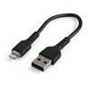 StarTech.com 15cm Durable USB A to Lightning Cable - Black USB Type A to Lightning Connector Charge & Sync Power Cord - Rugged w/Aramid Fiber - Apple MFI Certified - iPad Air iPhone 12 065030891714 RUSBLTMM15CMB