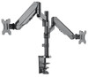 Manhattan TV & Monitor Mount, Desk, Full Motion (Gas Spring), 2 screens, Screen Sizes: 10-27", Black, Clamp or Grommet Assembly, Dual Screen, VESA 75x75 to 100x100mm, Max 8kg (each), Lifetime Warranty 766623461597 461597