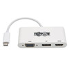 Tripp Lite USB-C to HDMI/DisplayPort/VGA Adapter - USB 3.1 Gen 1, Thunderbolt 3 Compatible, Ultra HD 4K, MST, White 037332237323 U444-06N-HVDPW