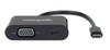 Manhattan USB-C to VGA and USB-C (inc Power Delivery), 1080p@60Hz, 19.5cm, Black, Power Delivery to USB-C Port (60W), Equivalent to Startech CDP2VGAUCP, Male to Female, Lifetime Warranty, Retail Box 766623153430 153430