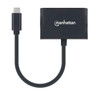 Manhattan USB-C to VGA and USB-C (inc Power Delivery), 1080p@60Hz, 19.5cm, Black, Power Delivery to USB-C Port (60W), Equivalent to Startech CDP2VGAUCP, Male to Female, Lifetime Warranty, Retail Box 766623153430 153430