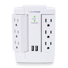 CYBERPOWER SYSTEMS 6 outlet swivel wall tap 1200J, 2 USB 2.4A, white CSP600WSURC2 649532616497