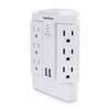 CYBERPOWER SYSTEMS 6 outlet swivel wall tap 1200J, 2 USB 2.4A, white CSP600WSURC2 649532616497